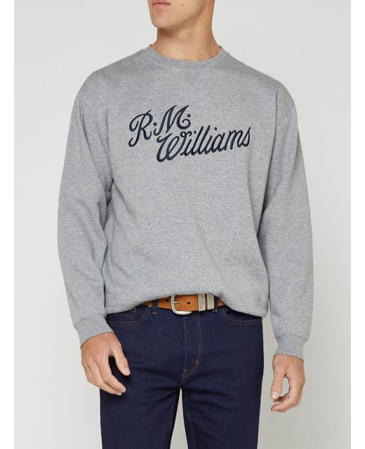 R.M Williams Script Crew Neck Sweat Mens Ruby Jersey Sweatshirts Sparrows Core RMWilliams