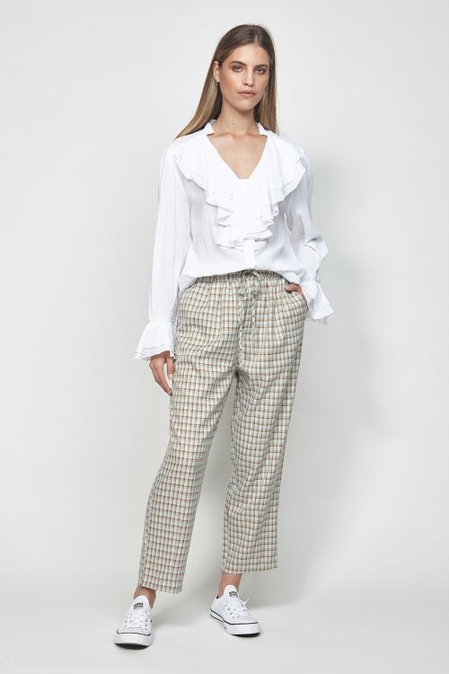 Multicolour glen plaid trousers Woman, Grey | TWINSET Milano