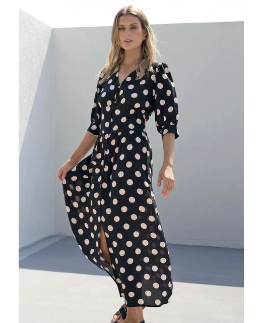 Three of Something Everytime Polka Dot Midi Dress